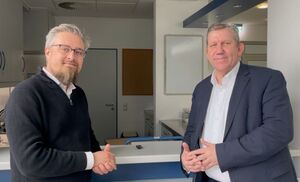 MdB Andreas Schwarz mit Patrick Leitl, dem Leiter der Geschäftsstelle Bahnelektrifizierung